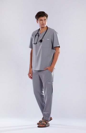 Bluza medyczna męska szara - Just Gray 2