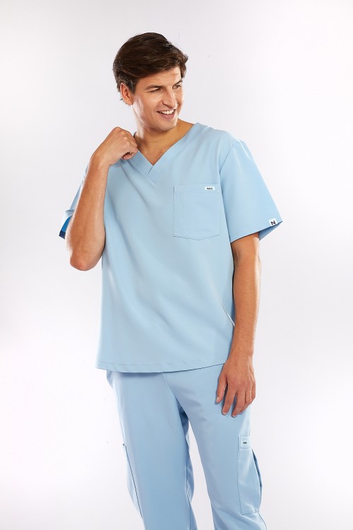 Bluza medyczna męska niebieska -  AZZURRO