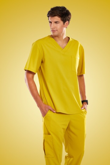 Bluza medyczna męska musztardowa - Pardon my Dijon