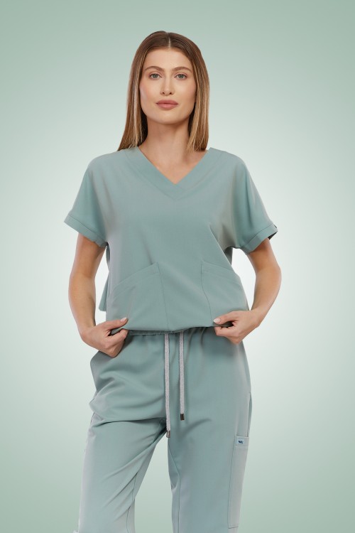 Bluza medyczna damska szałwiowa Vita - Leaf It to me!