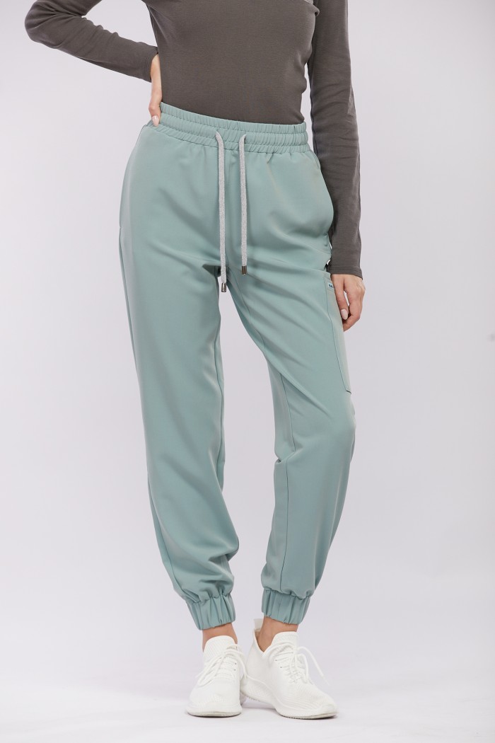 Spodnie medyczne damskie szałwiowe OSSA - Leaf...