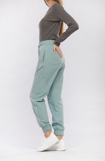 Spodnie medyczne damskie szałwiowe OSSA - Leaf It to me! 2