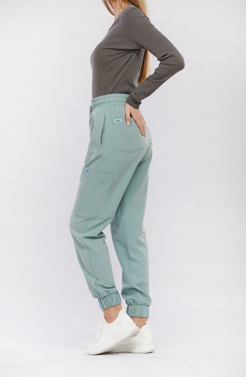 Spodnie medyczne damskie szałwiowe OSSA - Leaf It to me!