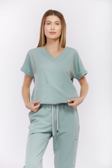 Bluza medyczna damska szałwiowa Vita - Leaf It to me! 2