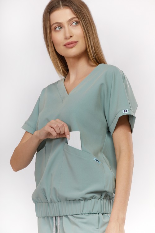 Bluza medyczna damska szałwiowa Vita - Leaf It to me!