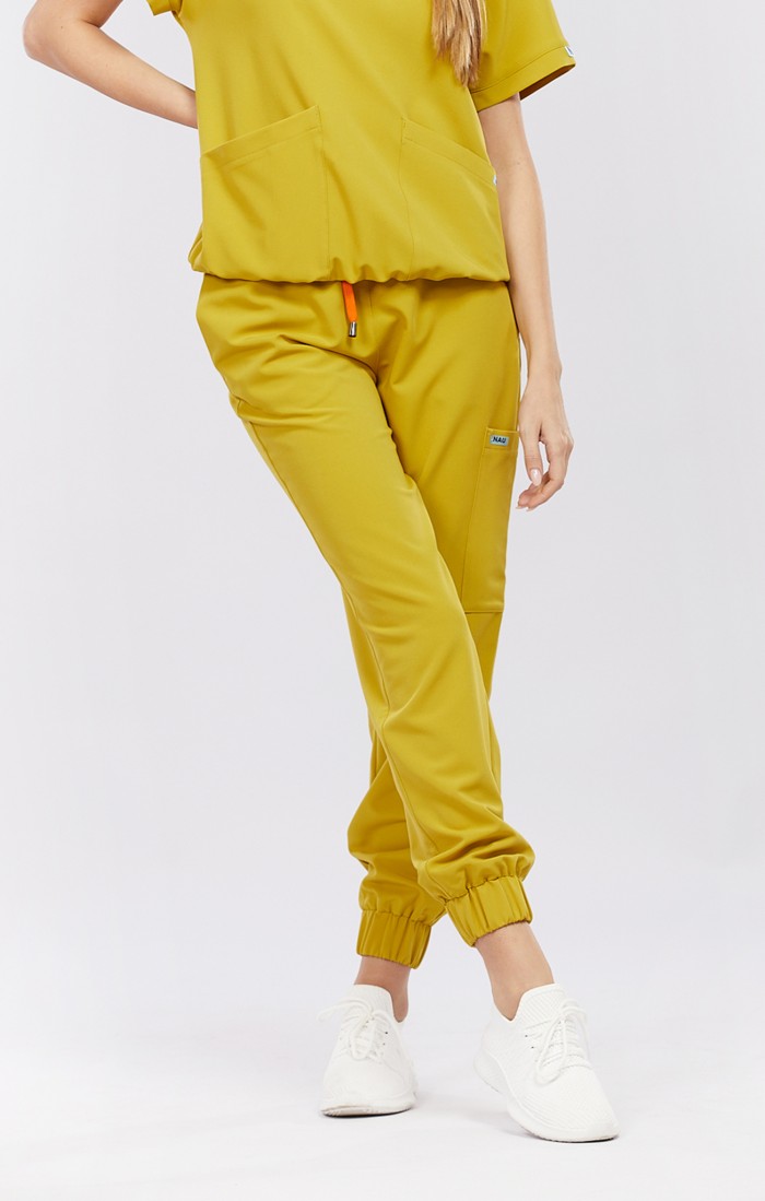 Spodnie medyczne damskie musztardowe OSSA -...