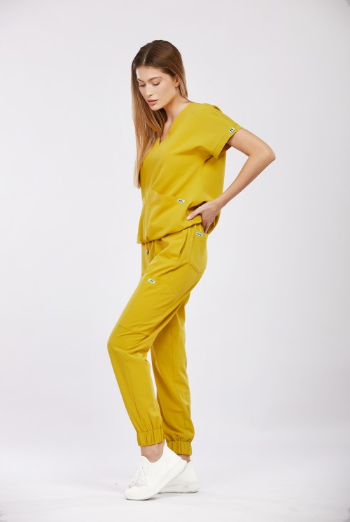 Spodnie medyczne damskie musztardowe OSSA - Pardon my Dijon