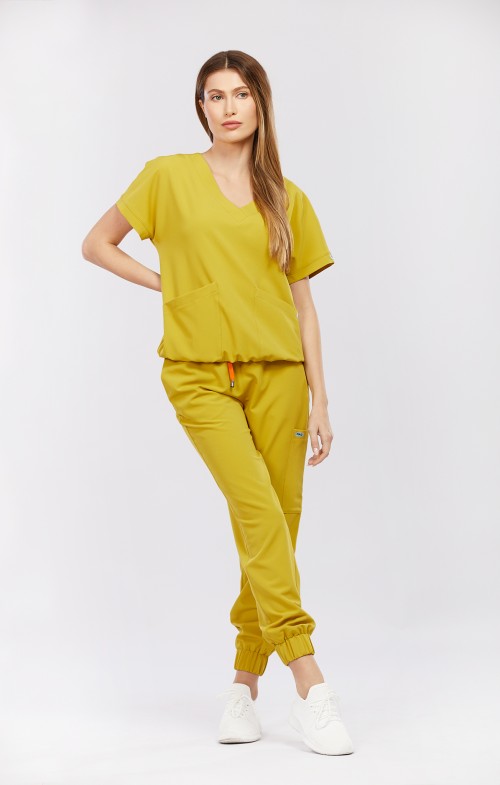 Spodnie medyczne damskie musztardowe OSSA - Pardon my Dijon