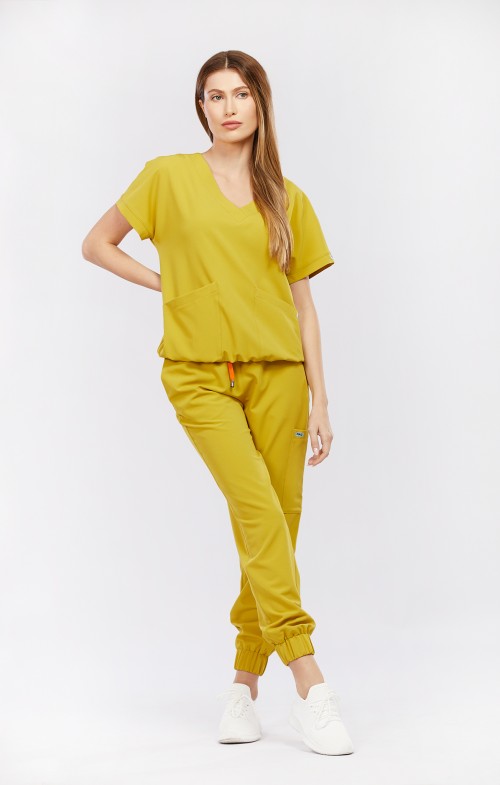 Bluza medyczna damska musztardowa Vita - Pardon my Dijon