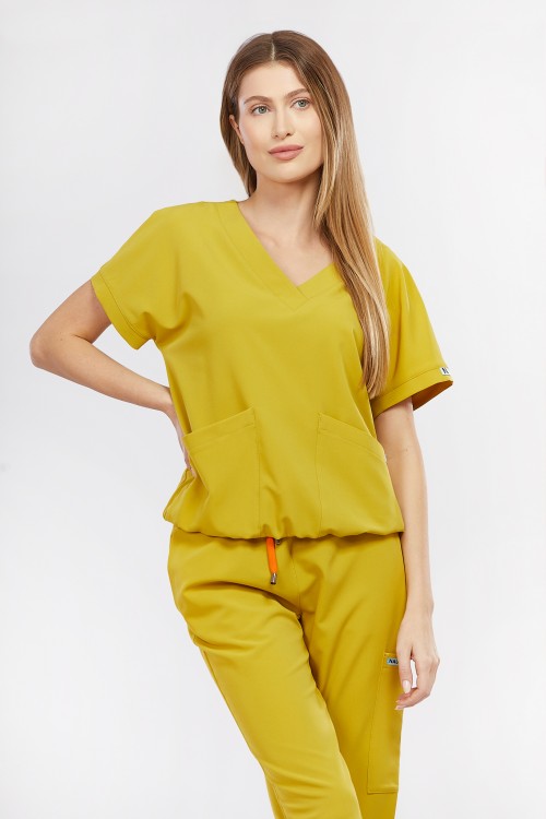 Bluza medyczna damska musztardowa Vita - Pardon my Dijon
