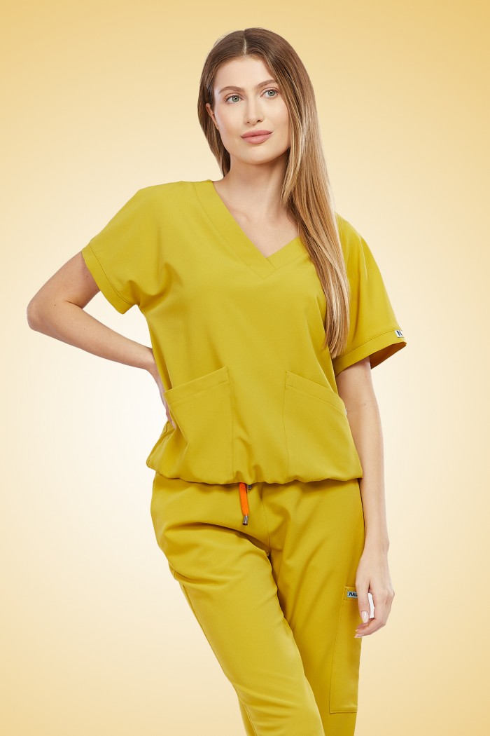 Bluza medyczna damska musztardowa Vita - Pardon...