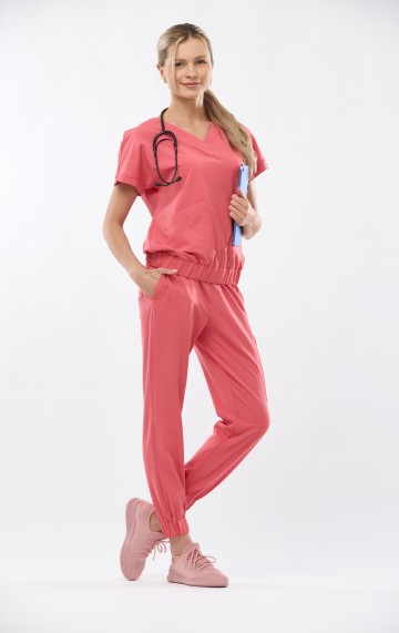 Bluza medyczna damska koralowa Vita - Feeling Coralicious 2