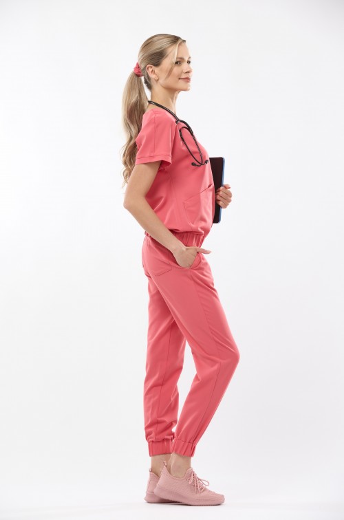 Bluza medyczna damska koralowa Vita - Feeling Coralicious