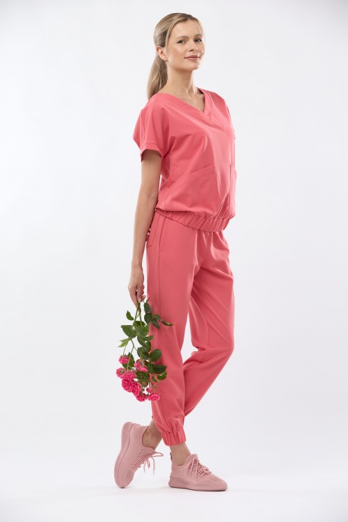 Bluza medyczna damska koralowa Vita - Feeling Coralicious