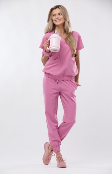 Bluza medyczna damska różowa Vita - Rose All Night