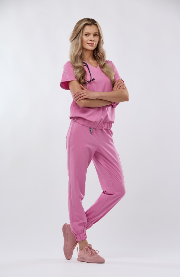 Bluza medyczna damska różowa Vita - Rose All Night